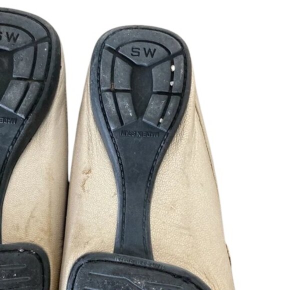 Stuart Weitzman gold/cream leather moccasin mules size 6.5 - Picture 12 of 16